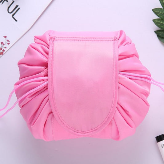 Drawstring Travel Cosmetic Organizer - Pink Stripe