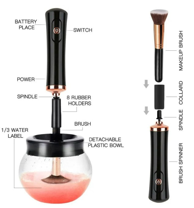 Aura Sonic Electric Makeup Brush Cleaner - Black