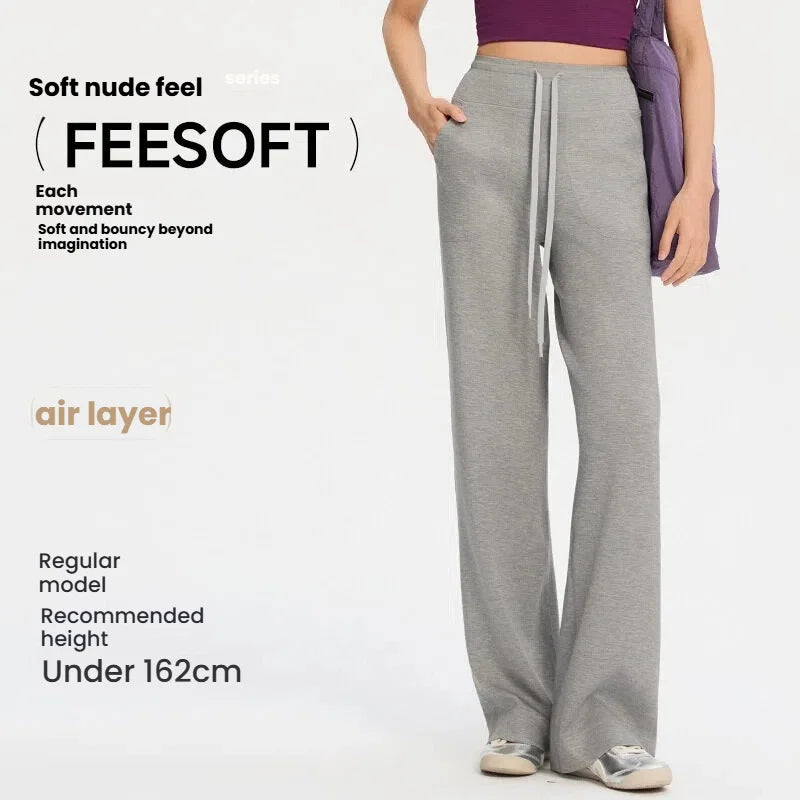 High Waist Tummy Control Yoga Pants Women Loose Wide Leg Sweatpants Modal Air Layer Fabric Soft Stretchy Casual Lounge Trousers