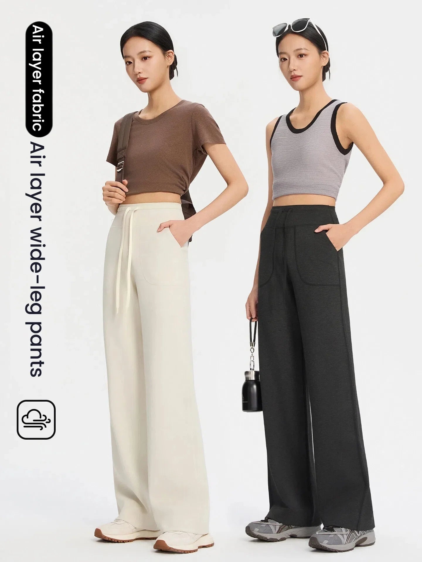 High Waist Tummy Control Yoga Pants Women Loose Wide Leg Sweatpants Modal Air Layer Fabric Soft Stretchy Casual Lounge Trousers