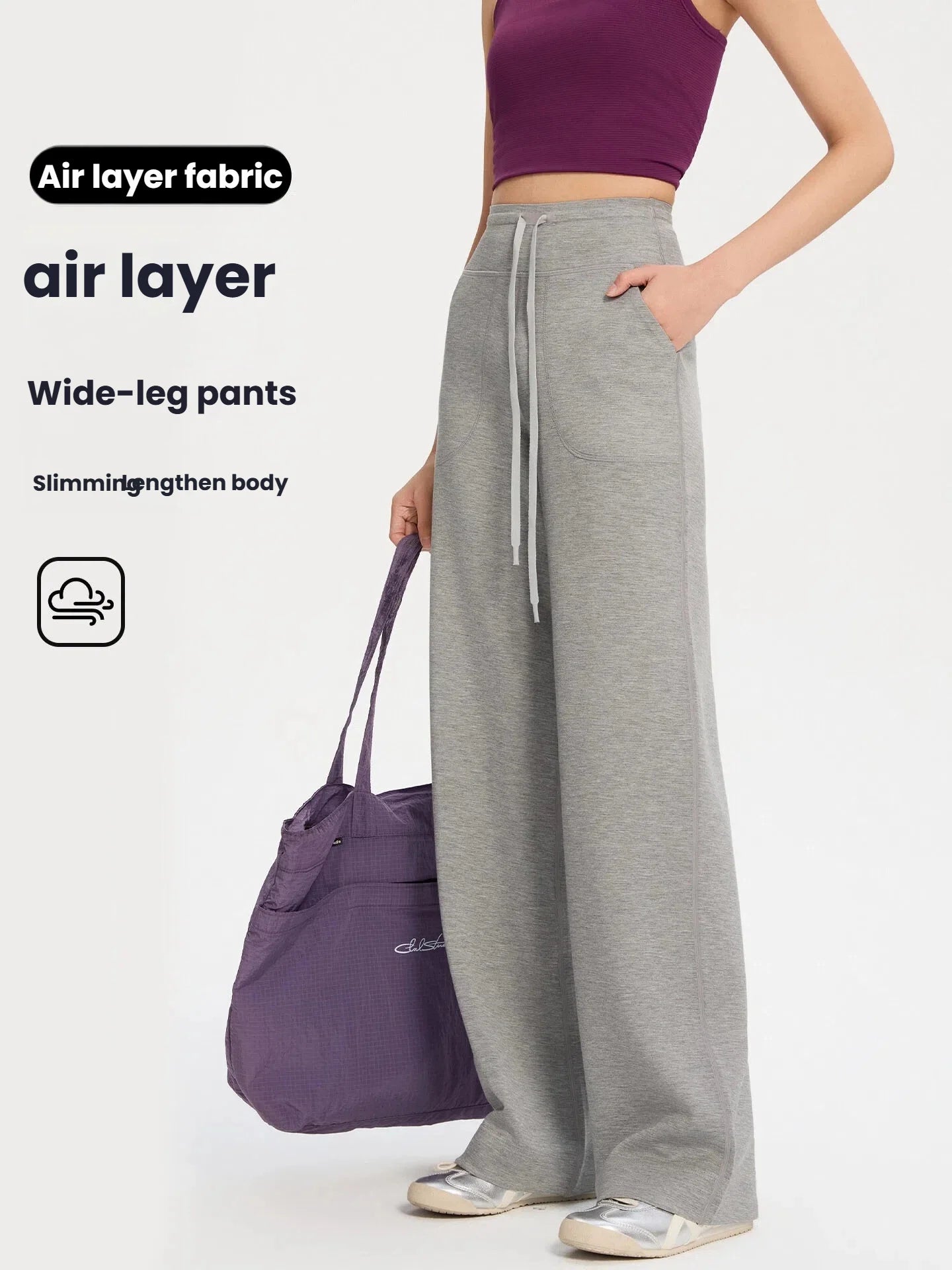 High Waist Tummy Control Yoga Pants Women Loose Wide Leg Sweatpants Modal Air Layer Fabric Soft Stretchy Casual Lounge Trousers