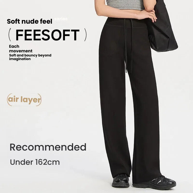 High Waist Tummy Control Yoga Pants Women Loose Wide Leg Sweatpants Modal Air Layer Fabric Soft Stretchy Casual Lounge Trousers