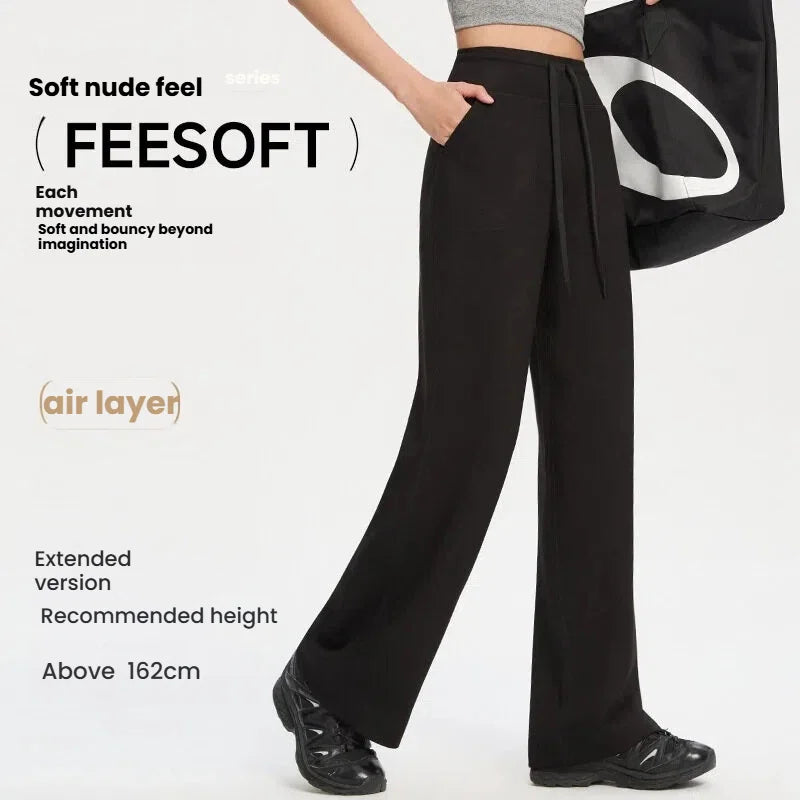 High Waist Tummy Control Yoga Pants Women Loose Wide Leg Sweatpants Modal Air Layer Fabric Soft Stretchy Casual Lounge Trousers